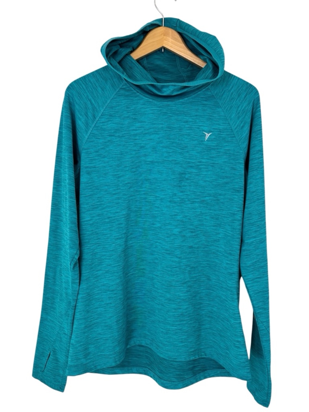 Old Navy Active Go-Dry Womens Semi-Fitted Hooded Performance Top Size L Teal Gym
